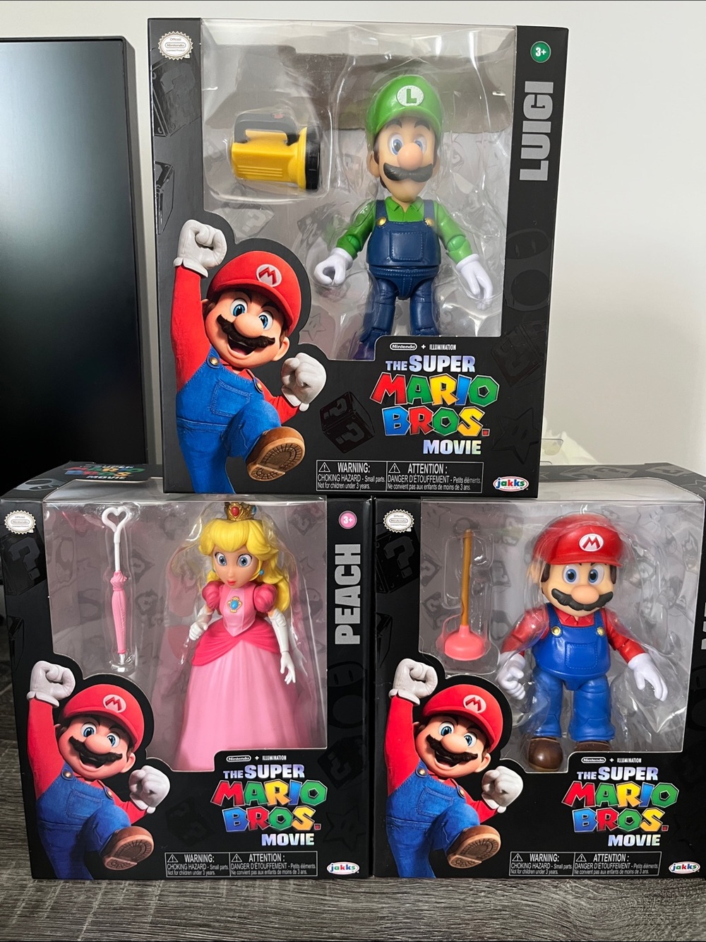 Super Mario Bros. movie 3 figures Luigi Mario Peach